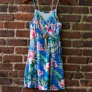 Hawaiian Florals Spaghetti Strap Dress Sz S
